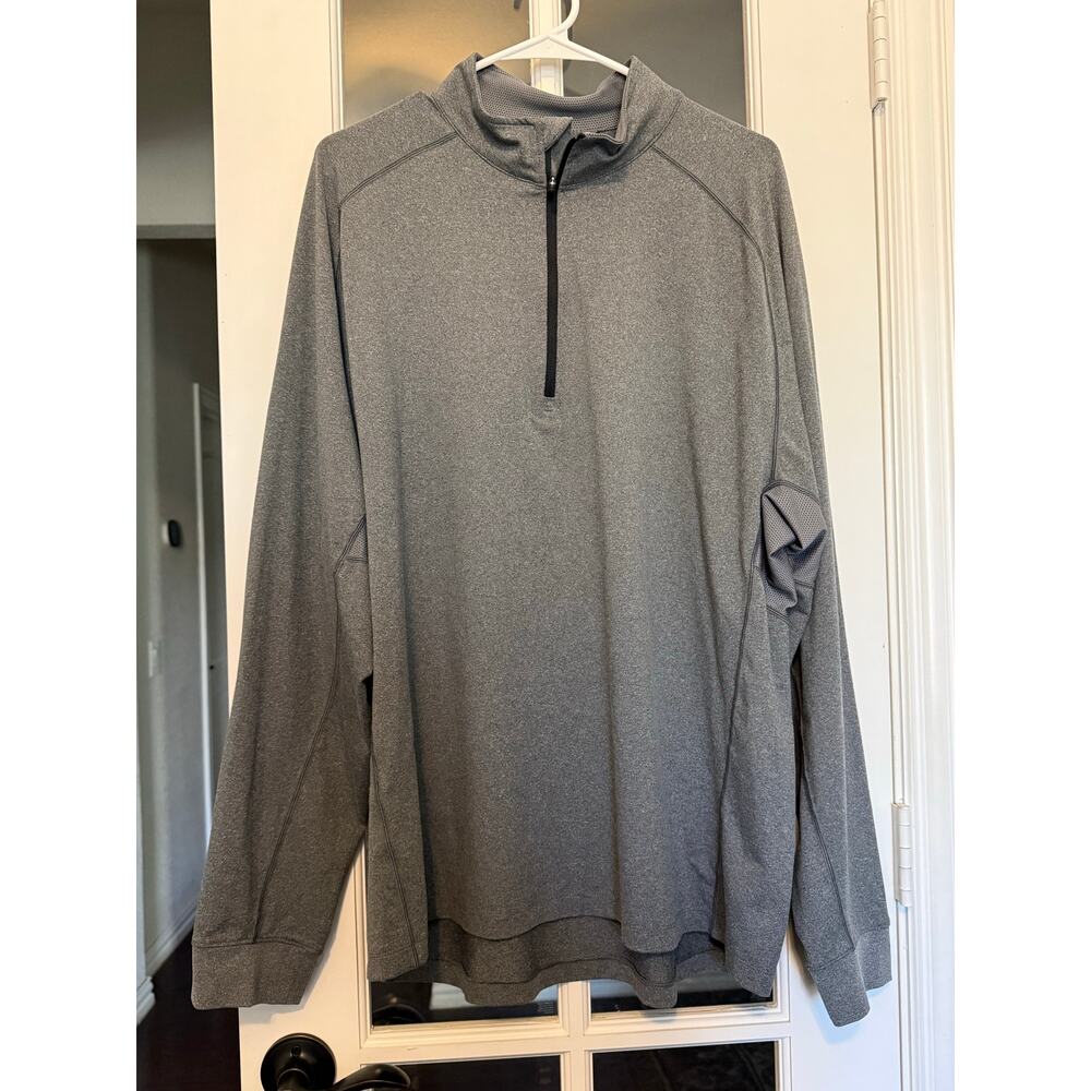 Levelwear Men’s XL Gray Quarter Zip Performance Pullover Stretch Athletic Top